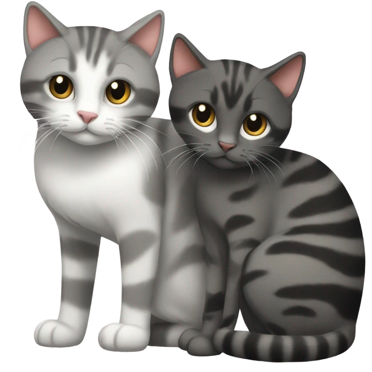 Grey and black tabby with white legs loving a calico cat emoji