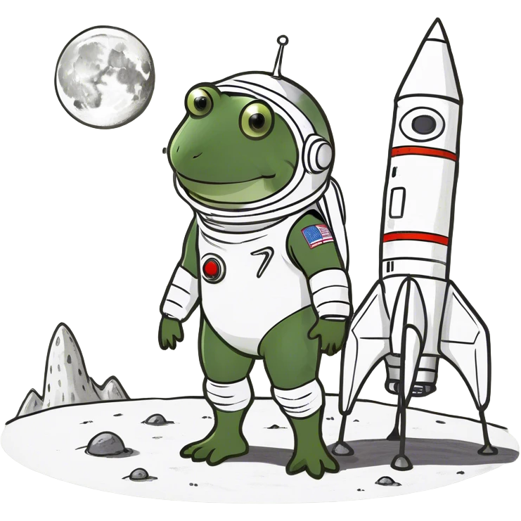 astronaut  with a rocket, on moon emoji