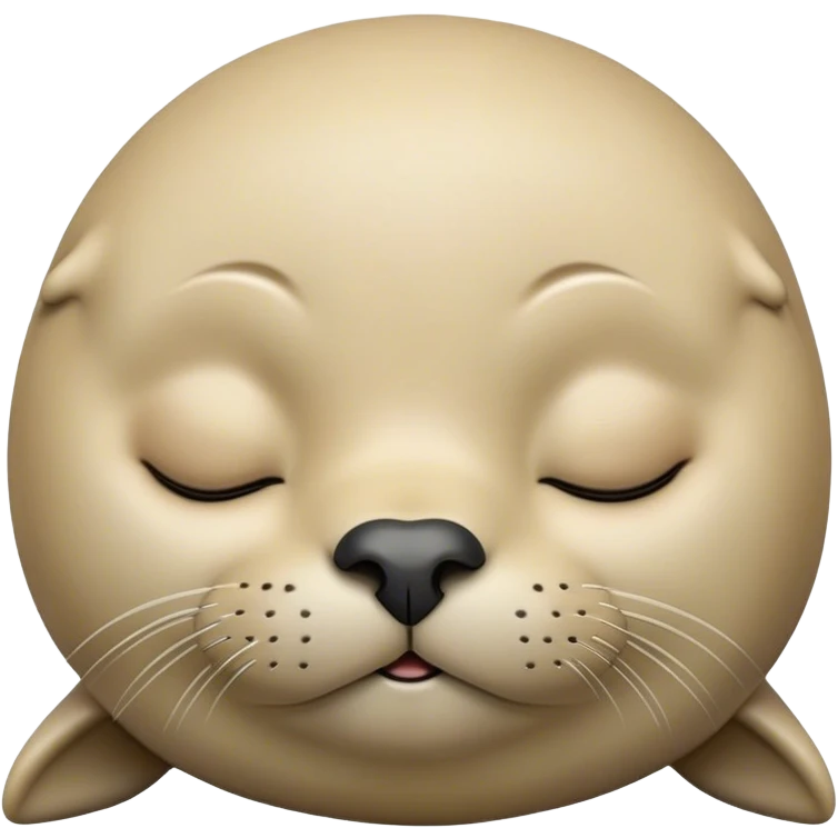 Meme-Worthy cute Sleeping Seal Portrait Emoji, Head resting peacefully with a contented smile, showcasing a luxuriously smooth, glossy form and eyes gently closed in serene slumber, Simplified yet hilariously adorable features, highly detailed, glowing with a soft, drowsy ocean light, high shine, relaxed and utterly lovable, stylized with an air of playful laziness, bright and heartwarming, soft glowing outline, capturing the essence of a sleeping seal that feels destined to become the next viral sensation of adorable rest! emoji