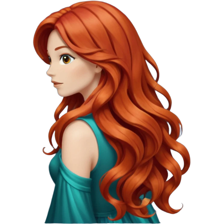 back view of long red hair emoji