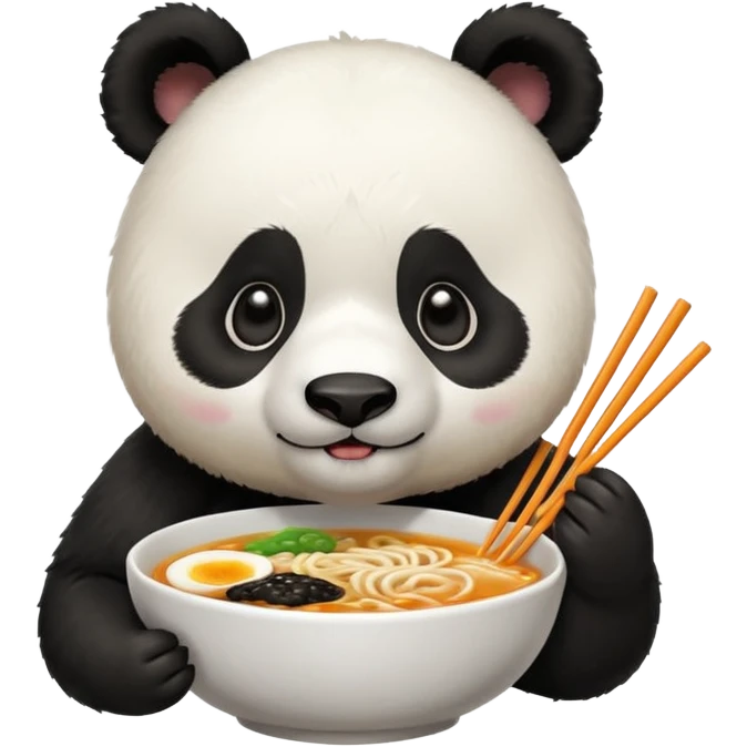 cute hungry panda eating ramen  emoji