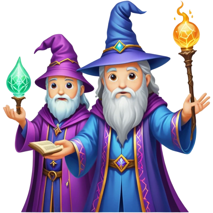 wizard and brain in a magical spell duel emoji