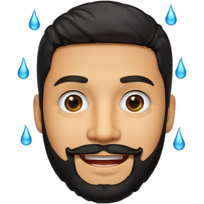 Smiling hispanic man with black beard that is dripping wet emoji