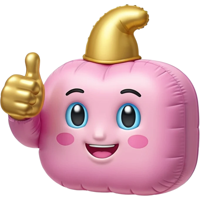 kawaii pink gold and light blue inflatable thumbs up emoji