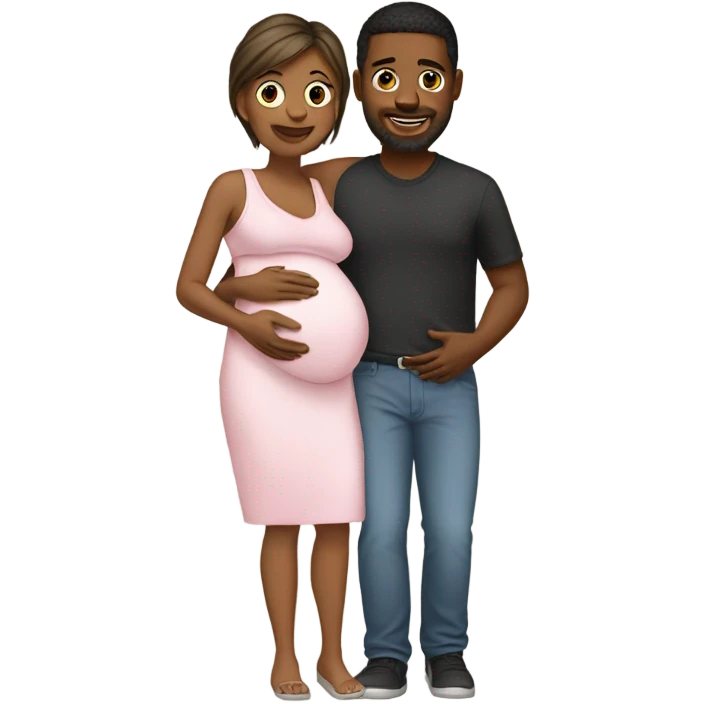 man holding wife’s baby bump emoji