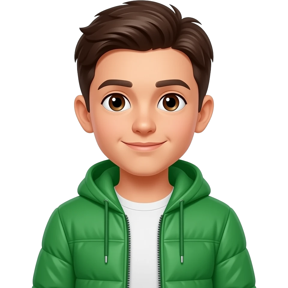 A boy with a green jacket emoji