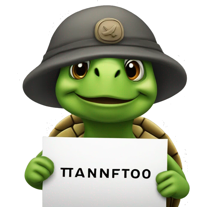 turtle wearing a beret and carrying a protest sign emoji