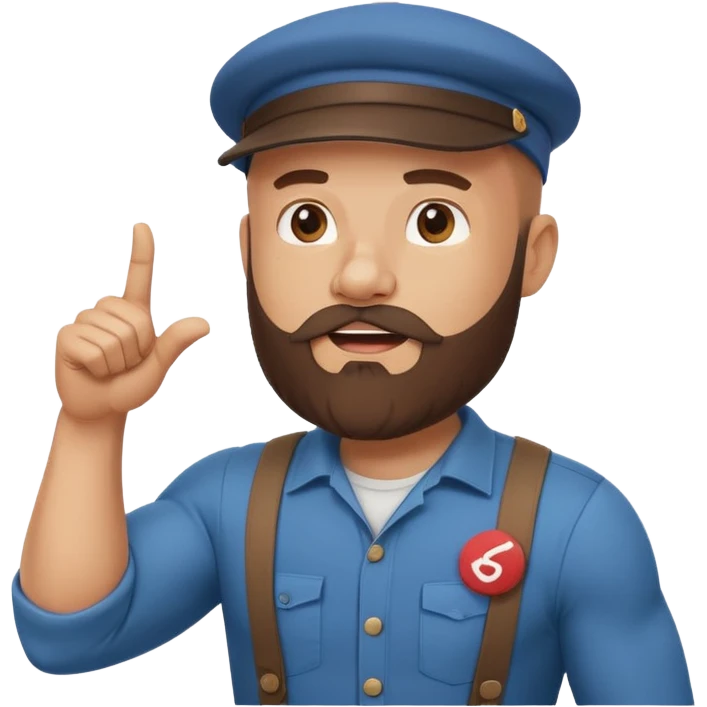 Cartoon muscular bald bearded man in cap pointing at rising chart, Instagram logo, "500" badge, minimal flat design emoji