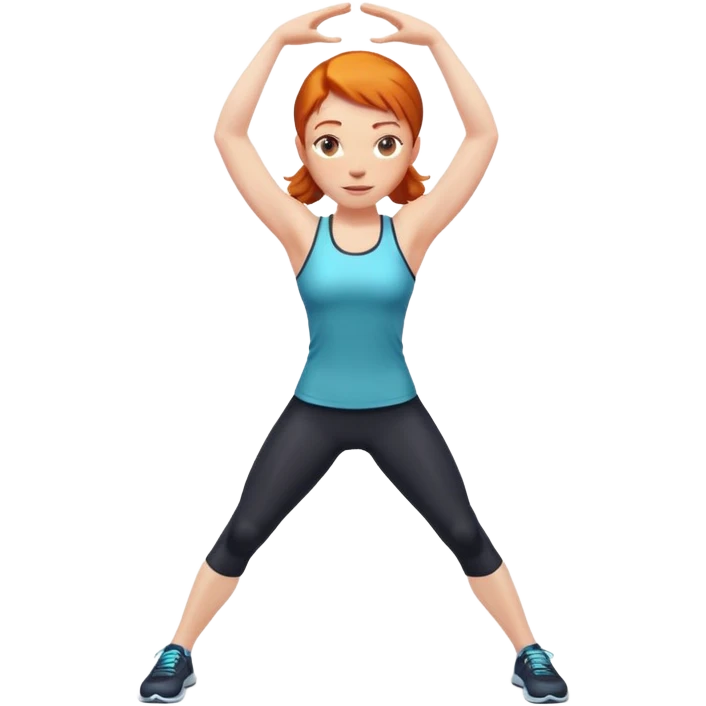 Ginger gym girl shiny stretching arms emoji