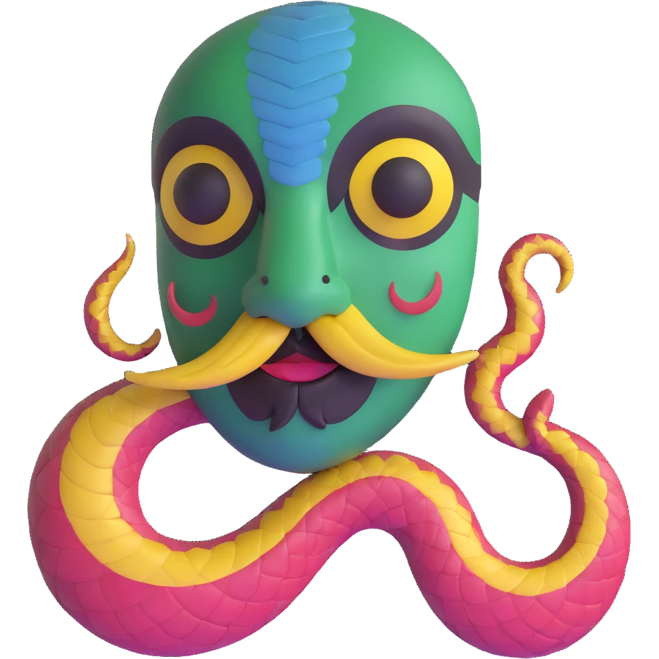 Oxumarê, African rainbow serpent deity with human face, having only a mustache (clean shaven on the cheeks) and a mole on the left side below the lip emoji