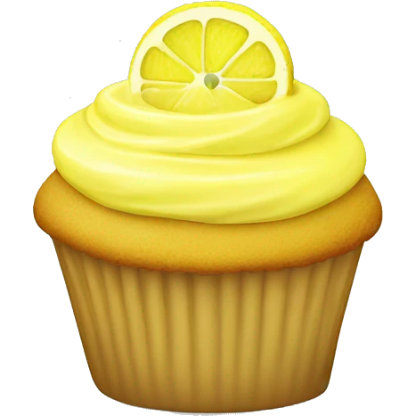 Lemon cupcake topped with lemon slice emoji
