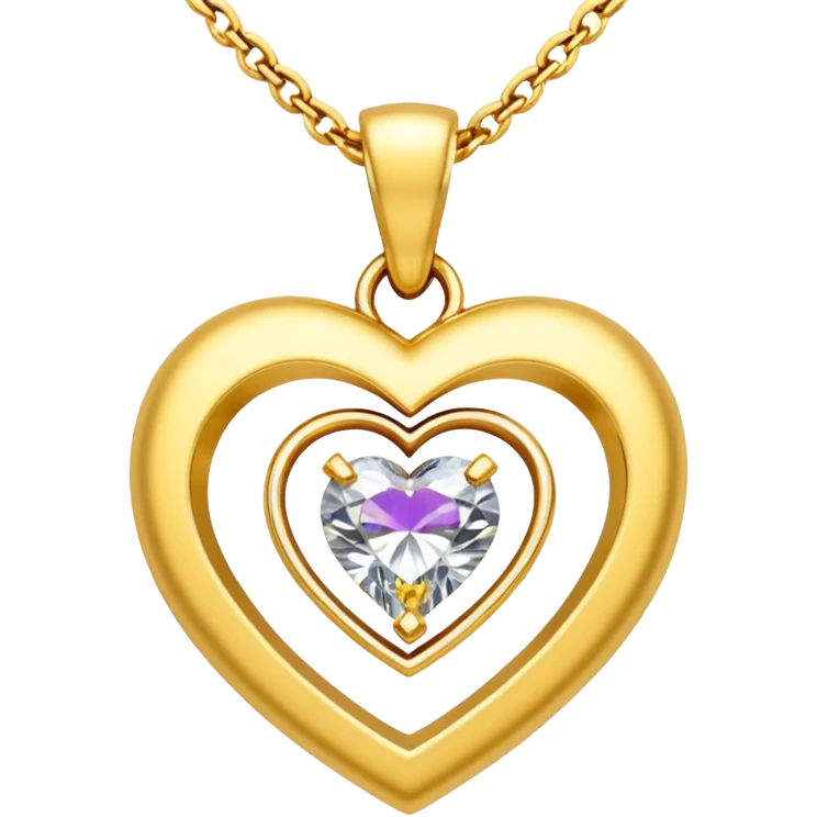 gold pendant with a diamond heart emoji
