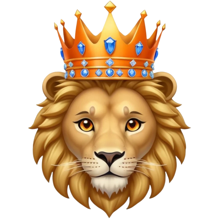 A whole lion wearing a knicks jersey and a gold grown with blue gems emoji