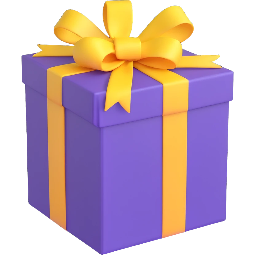 gift box, purple with yellow ribbon emoji