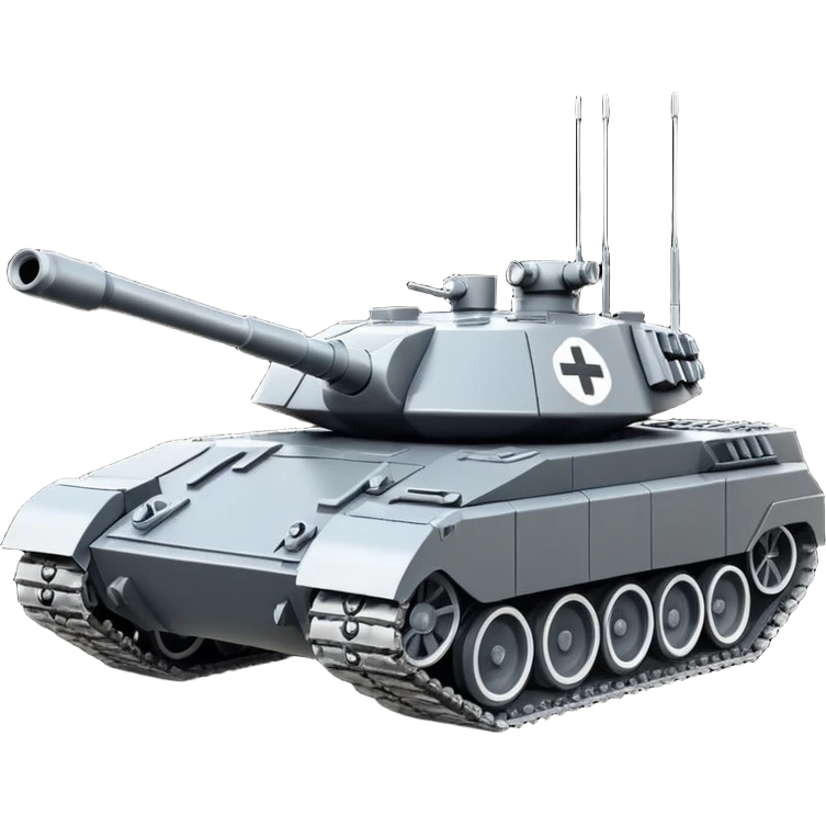 Fruchterregender futuristischer Panther Panzer hergestellt von Rheinmetall in Deutschland mit autonomen Raketensystemen & einem schwarz weißem Kreuz emoji