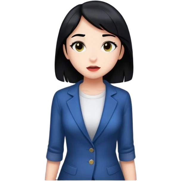 Girl with black hair white going down elevator in elevator  emoji