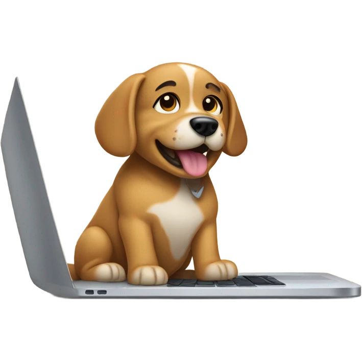 The dog works on a mac emoji