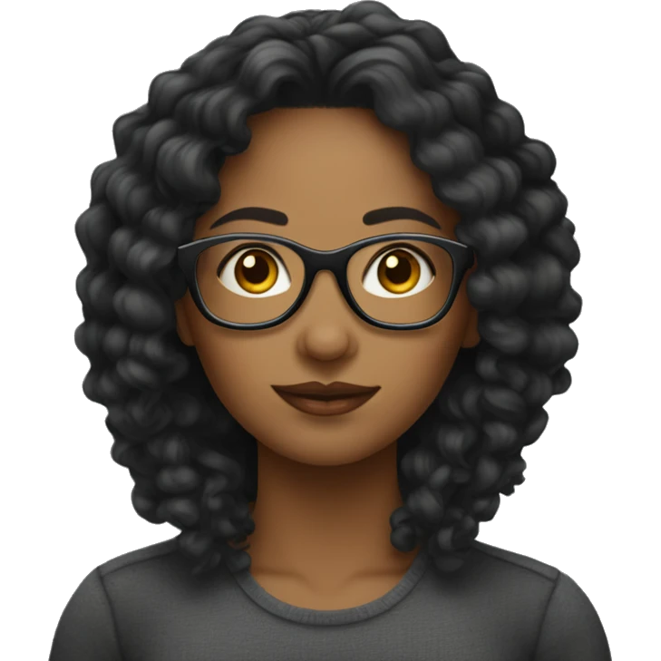 femme noire cheveux bouclés lunettes emoji