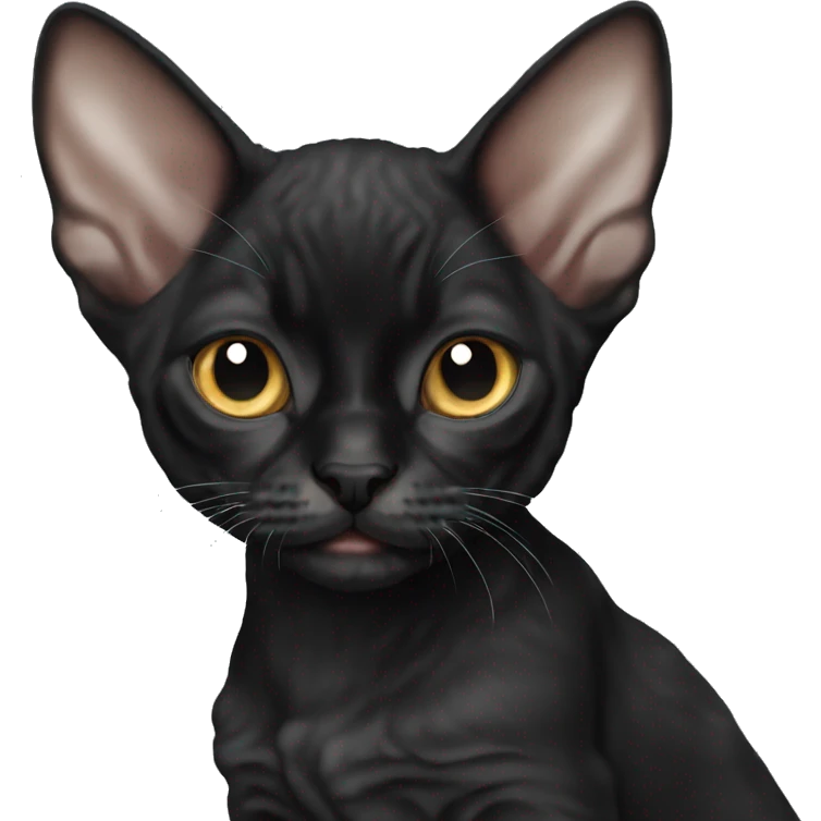 Black Devon Rex kitten emoji