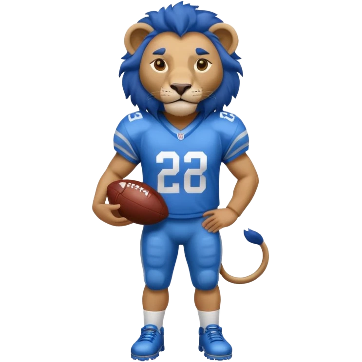 blue color lion wearing american football jersey emoji