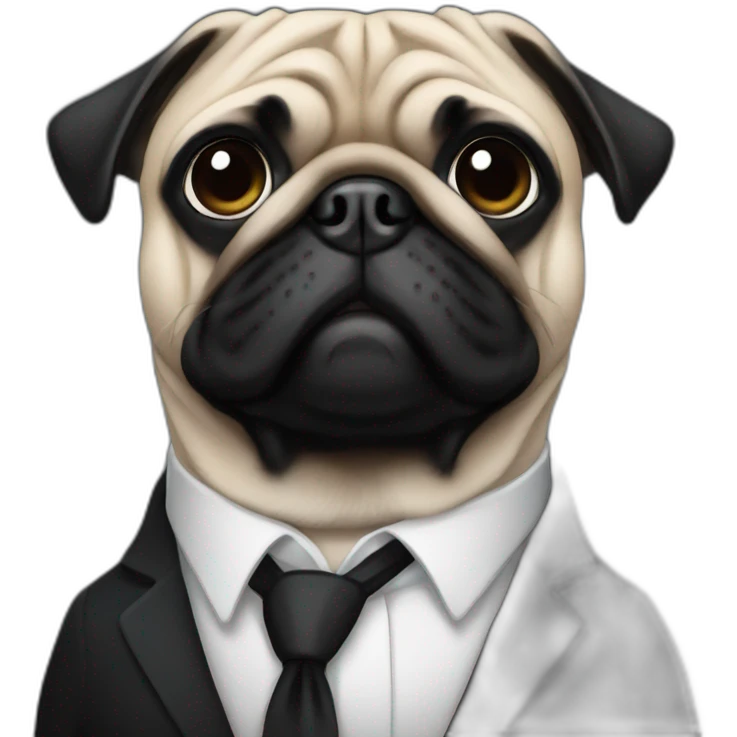 Pug with black suit emoji