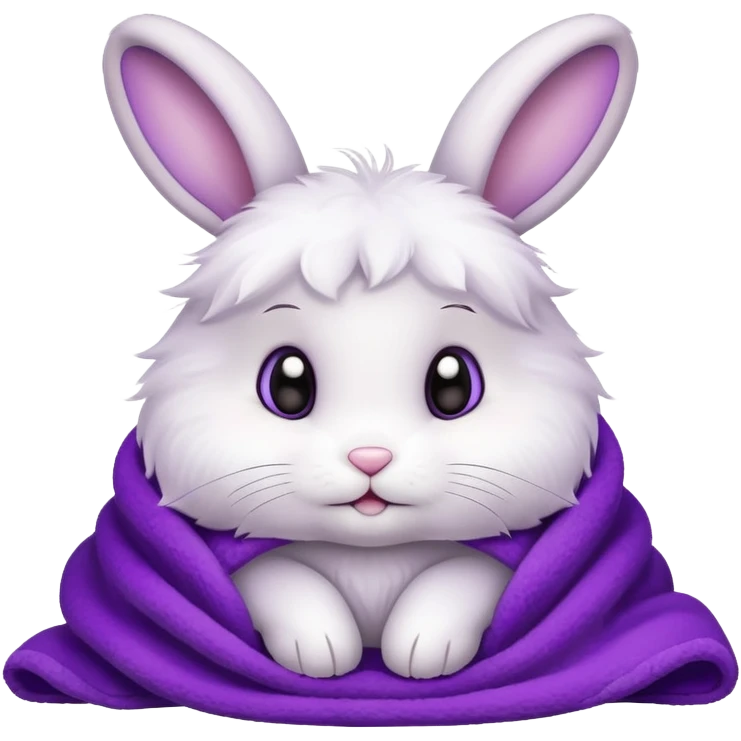 Cute bunny with a purple blanket  emoji