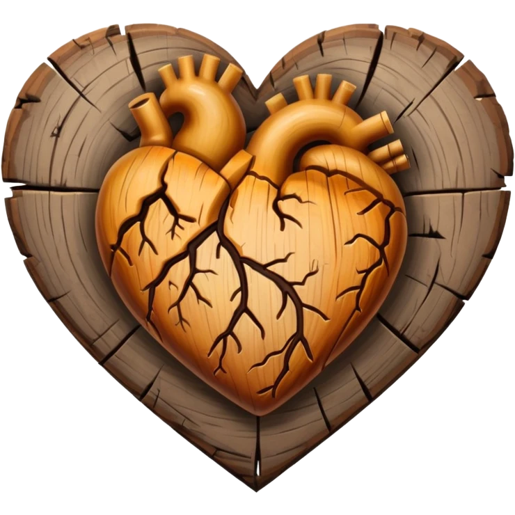 heart with a wood texture emoji