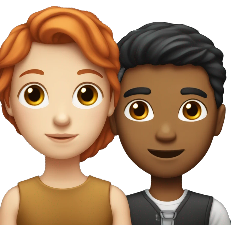 "A red-haired, fair-skinned girl and a black-haired, fair-skinned boy." emoji