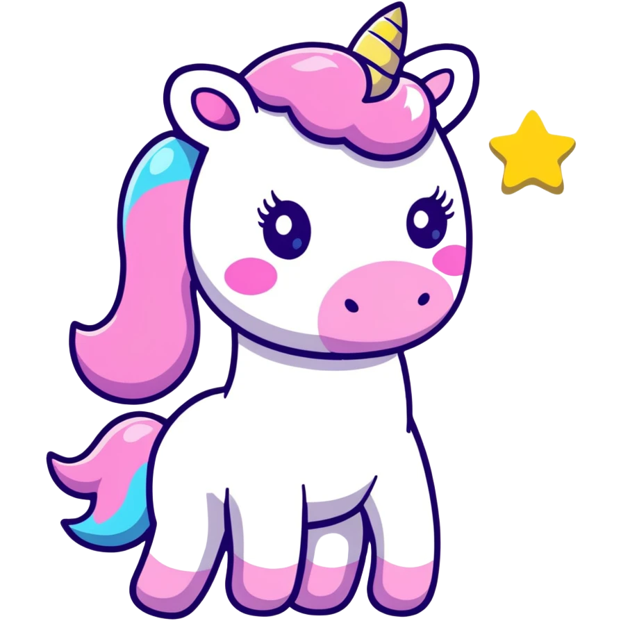 Cute unicorn surrounded by colorful glitter and sparkles emoji