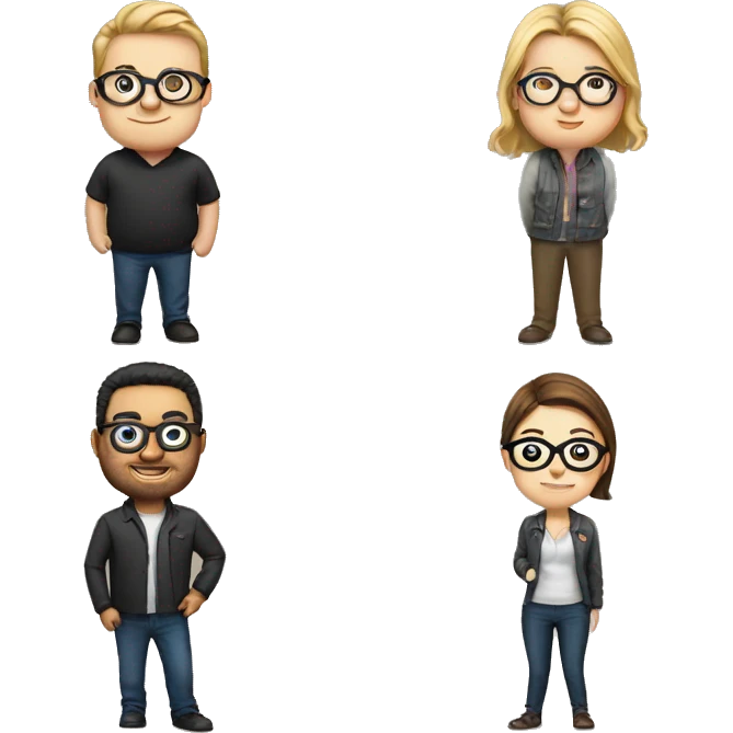1 handsome guy with spectacles, 1 fat guy and 1 girls emoji