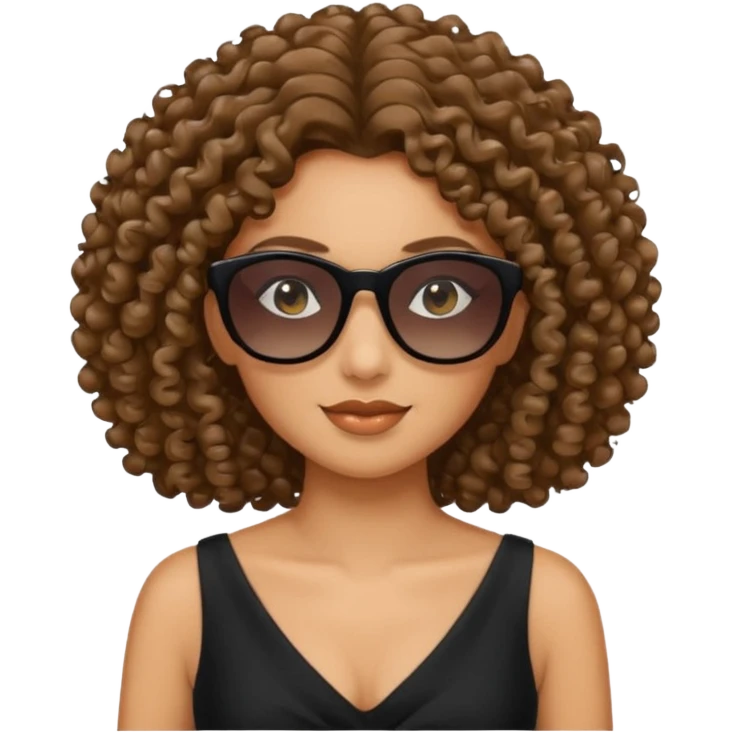 woman police wearing black dress with sun glasses curly hair emoji