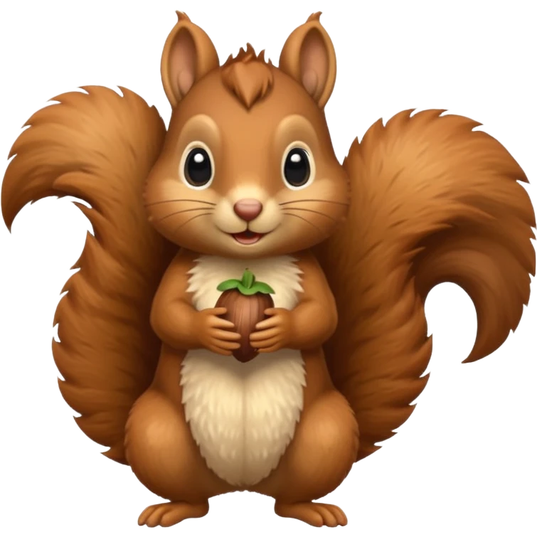 cute brown squirrel sitting upright holding an acorn emoji