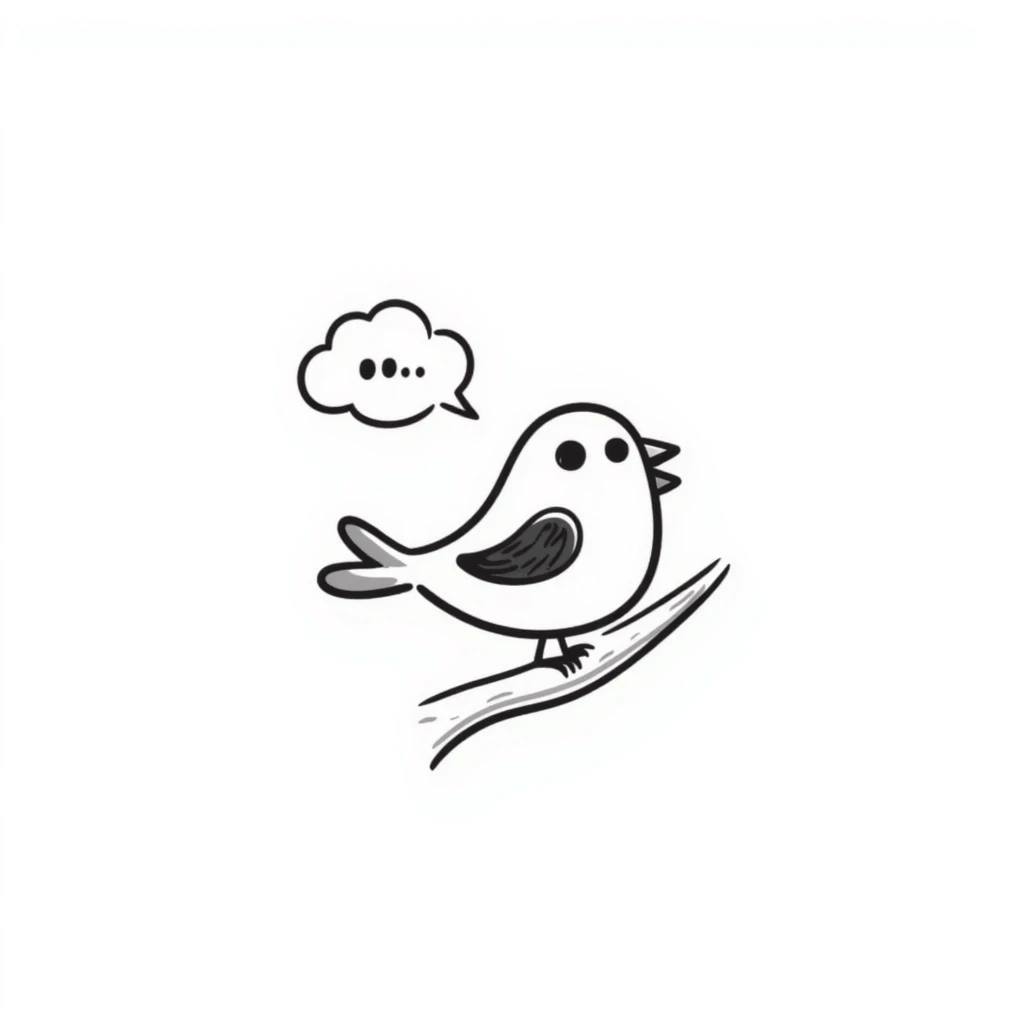 small songbird with round body perched singing emoji