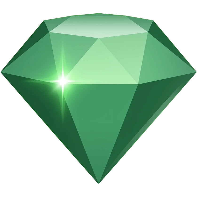 make Green Emerald diomand unique which attracts fame beauty attraction according to glowing star emoji