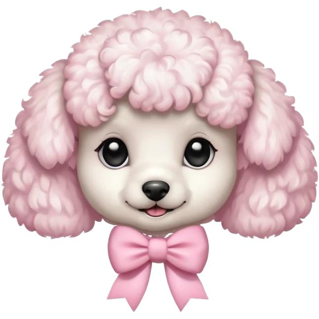 white poodle puppy with pastel pink bow  emoji