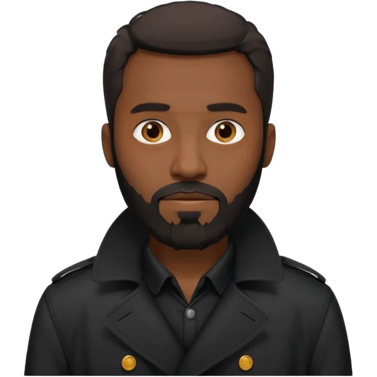 black bearded man in black shirt in black trenchcoat  emoji