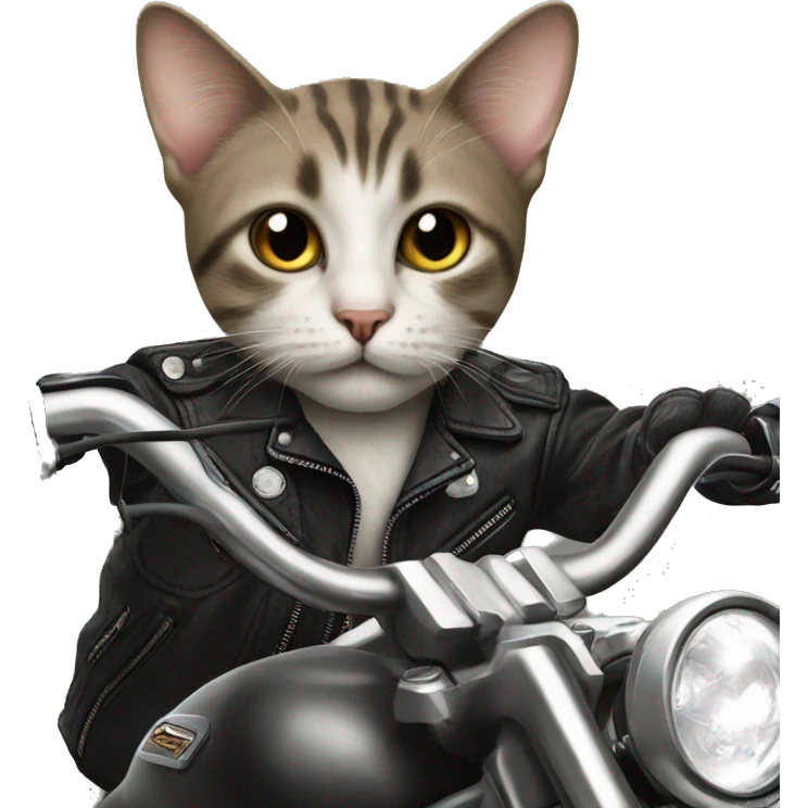 Cat driving a motorcycle with tattoos  emoji