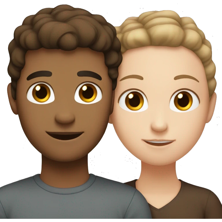 White girl with dark brown hair hugging white guy with light brown hair emoji