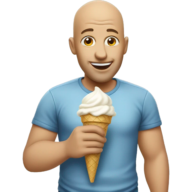 Bald guy eating ice cream  emoji