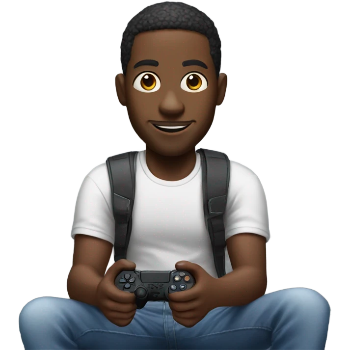 black man playing PlayStation game emoji