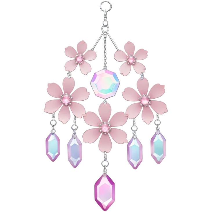 Hanging Iridescent pastel pink sakura crystals white-pearly suncatcher emoji