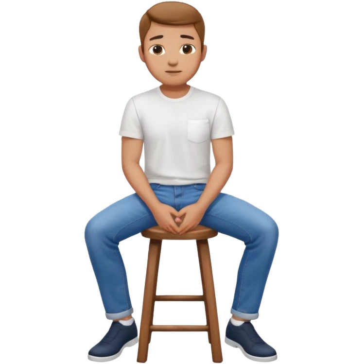 a person sitting on stool straight backside putting hand on legs emoji