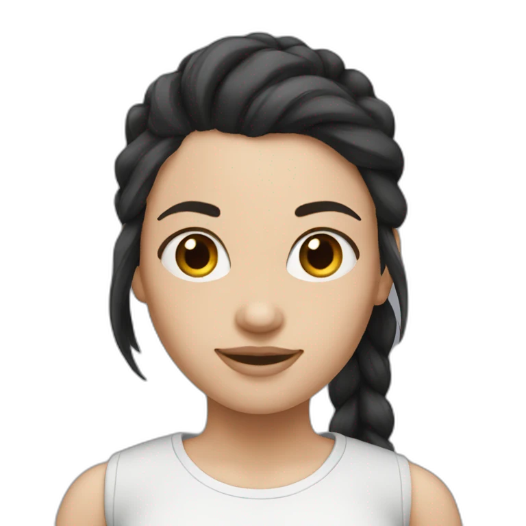 white women with dark hair pony tail  emoji