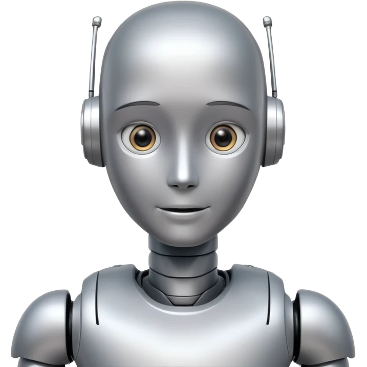 friendly Humanoid robot, face + neck emoji
