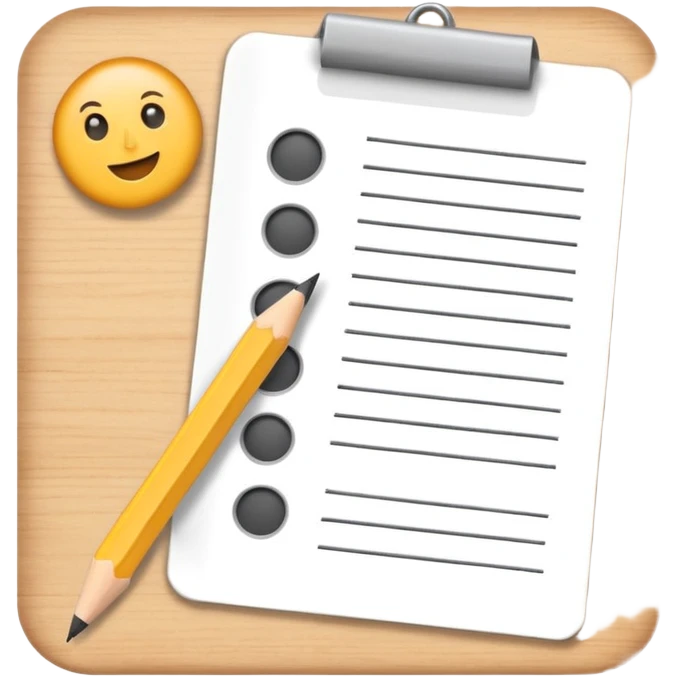multiple choice test paper with a pencil emoji