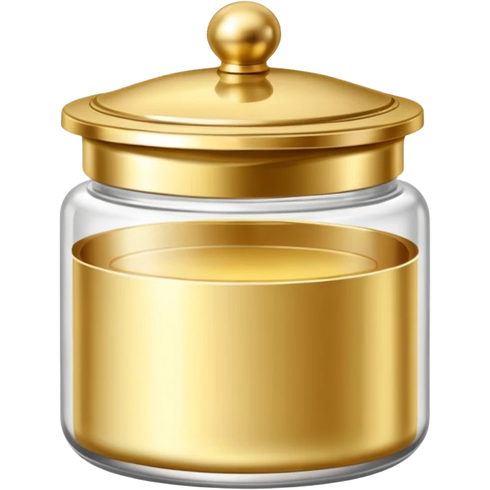 Produtos de beleza delicado com tampa dos potes dourados e fundo transparente pra usar como figurinha emoji