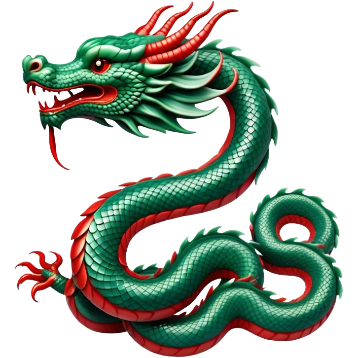 Cinematic Noble Chinese Serpent Dragon Portrait Emoji, Poised and majestic, with a sinuous, serpentine body adorned in intricately detailed scales of shimmering jade and soft vermilion, accented by delicate cloud motifs and subtle water ripple patterns; rendered with lifelike texture and gentle natural highlights, high shine, wise and enigmatic, styled with an aura of ancient dynastic grace, focused and regal, soft glowing outline, capturing the essence of a revered celestial dragon that appears ready to glide gracefully through the mists of time! emoji