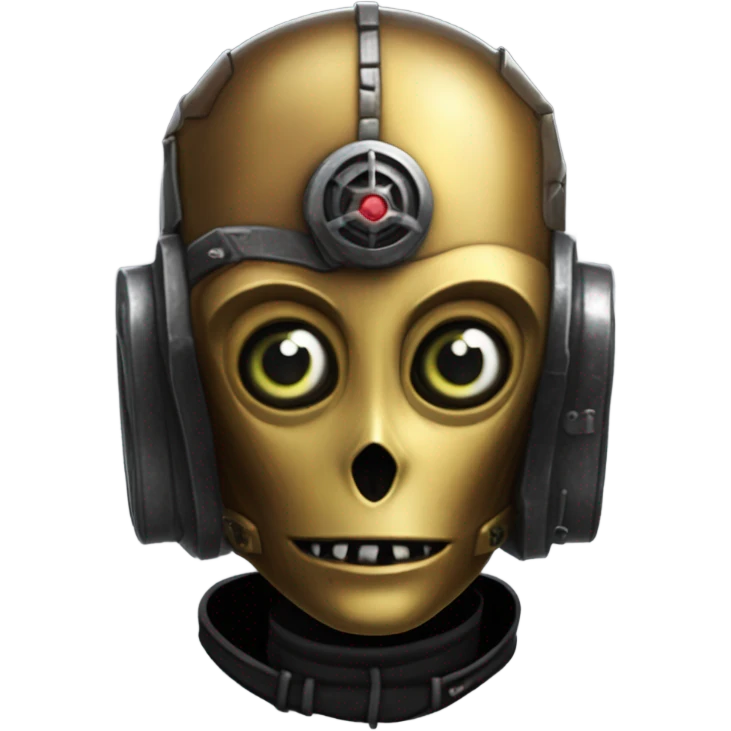  evil c3Po wearing Satan’s backpack and saddlebags walking emoji