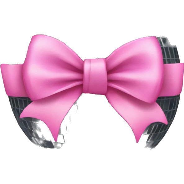 Disco ball with pink bow emoji