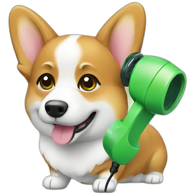 corgi with green phone emoji